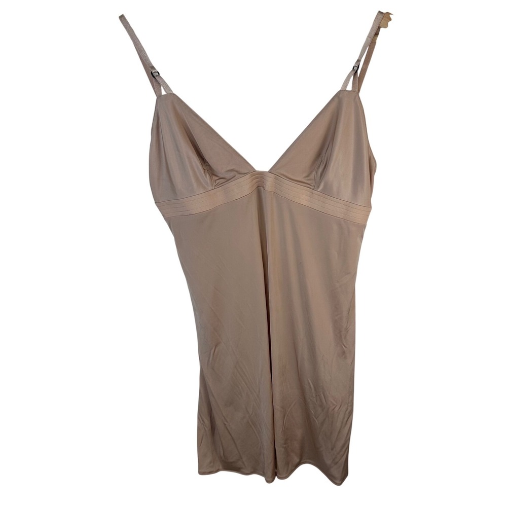 Victoria's Secret Very Sexy Tan Nude Nylon Slip Dress V-Back Hook Eye Medium